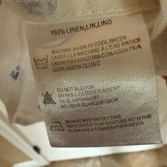 Report Collection Men’s White and Blue Linen Button Down Shirt w Lobsters - Picture 5 of 5